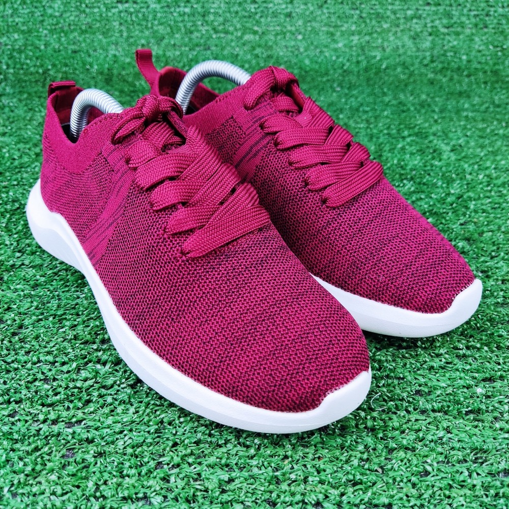 Clarks Sneakers Women 5 Burgundy Step Allena Bay Cloudsteppers Knit Walking Shoe